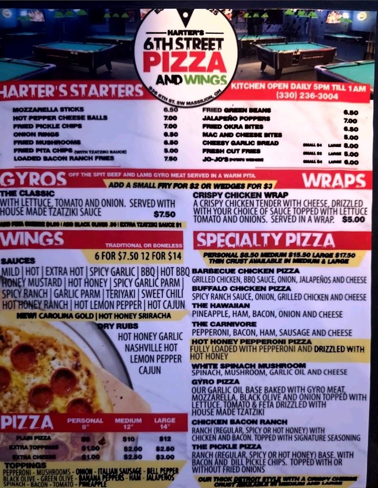 Harters 6th Street Pizza and Wings Menu image 2